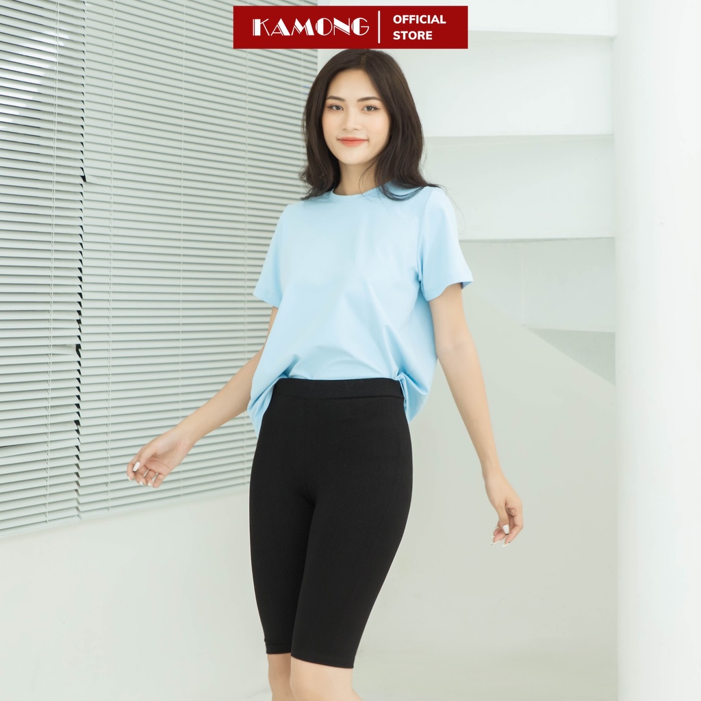 Ảnh Quần legging ngố nữ KAMONG vải cotton dẻo co dãn tốt cạp cao dáng lửng ngắn LG002 4