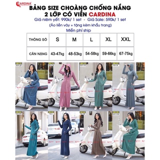 Áo choàng chống nắng 2 lớp  có phối viền chất thun lạnh chính hãng CARDINA cao cấp