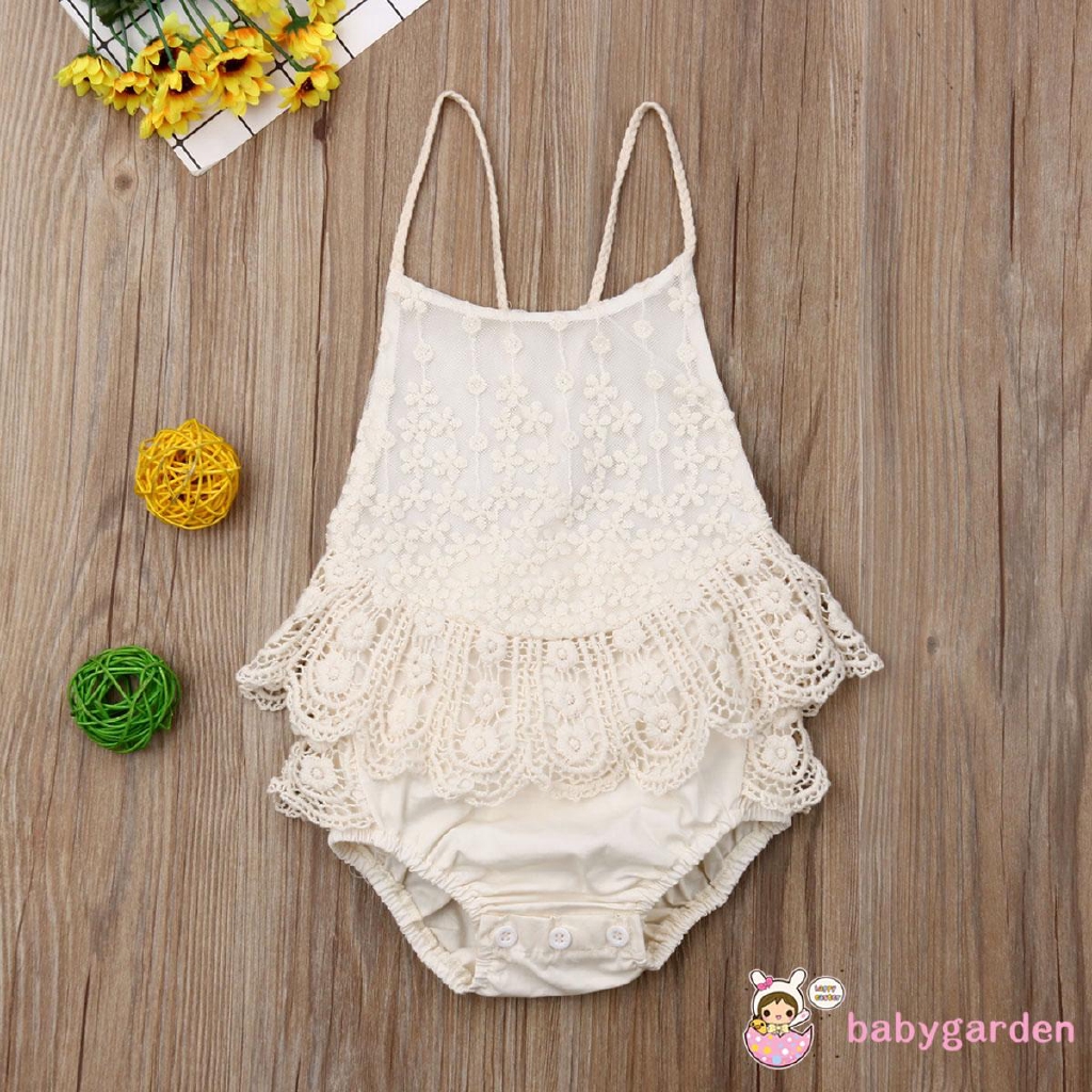 Áo liền quần phối ren hở lưng dễ thương cho bé gái