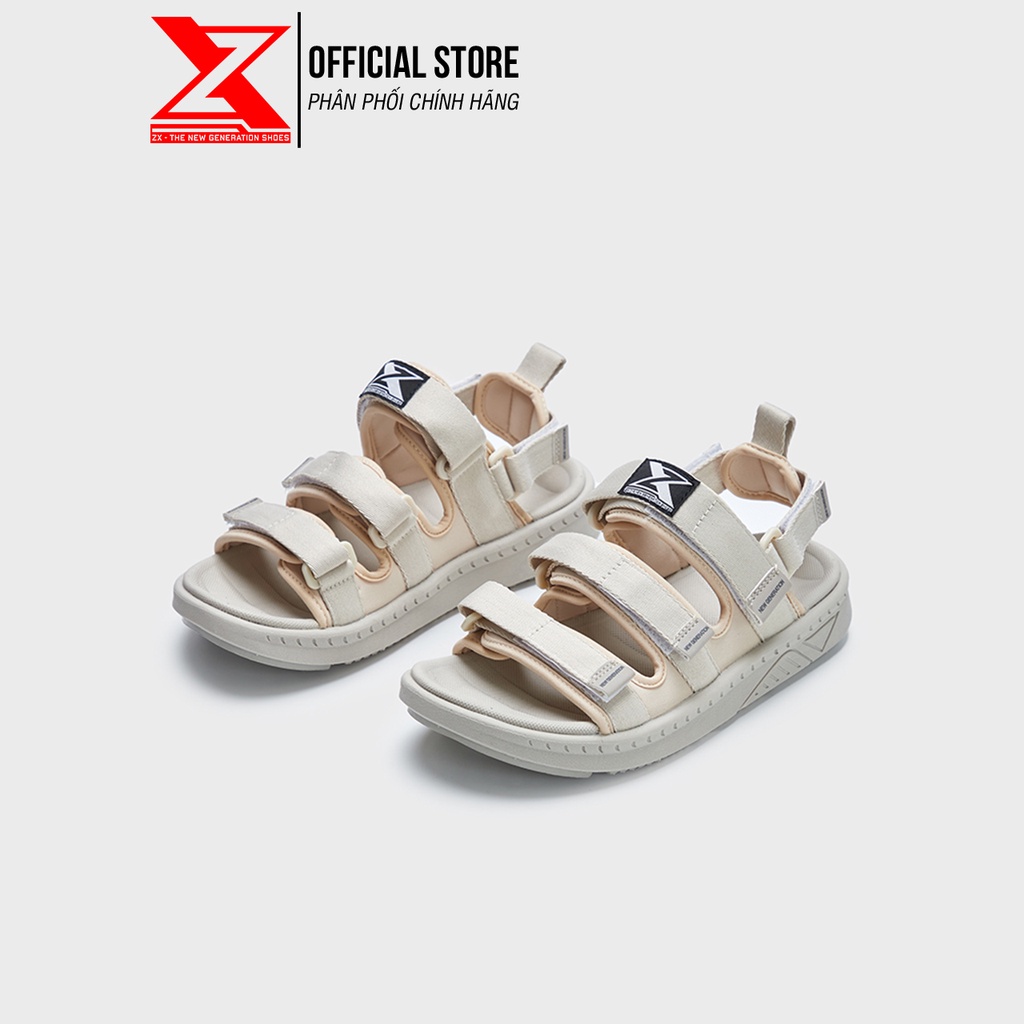 Giày sandal Nam Nữ ZX 3719 - 3 quai - Cream & Dark Grey