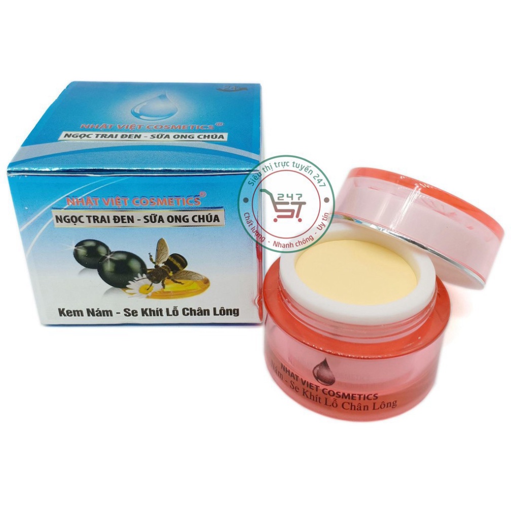 Kem Nám Tàn nhang giảm Nhờn Se khít lỗ chân lông Ngọc Trai Đen sữa ong chúa Nhật Việt V4 8g (Xanh dương-Xám)