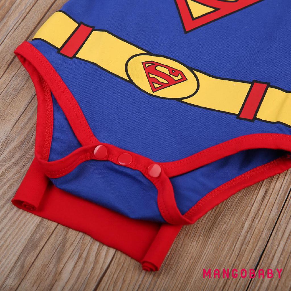 A0b-baby Boy Superman Áo liền quần ngắn tay Trang phục hoạt hình