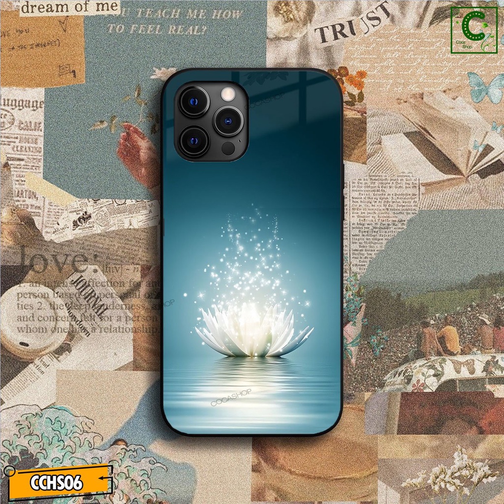 Ốp lưng iphone mặt kính in hình siêu đẹp - Bông sen trắng tinh khiết- 6/6plus/6s/6splus/7/7plus/8/8plus/x/.....