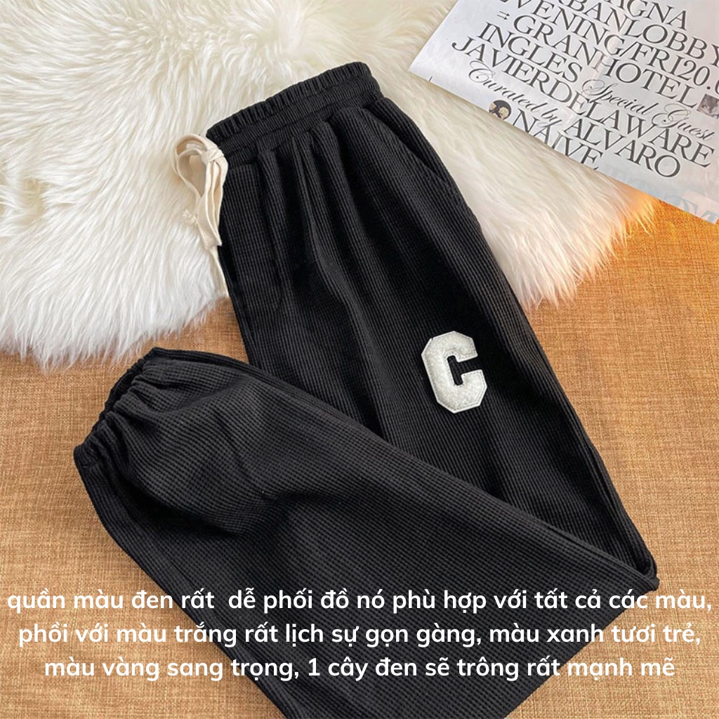 Quần Jogger Tổ ong Chữ C - Quần ống rộng bo gấu thể thao unisex dày dặn phong cách Ulzzang