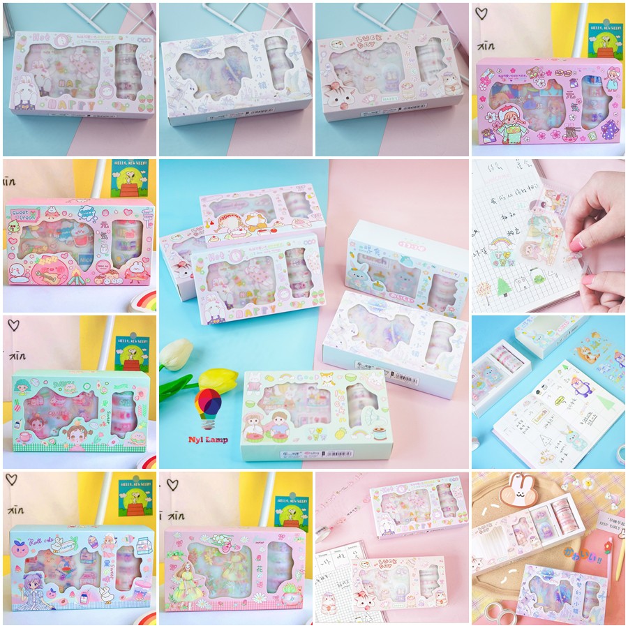 Hộp Sticker dán & Băng keo trang trí, quà tặng dễ thương nhiều mẫu