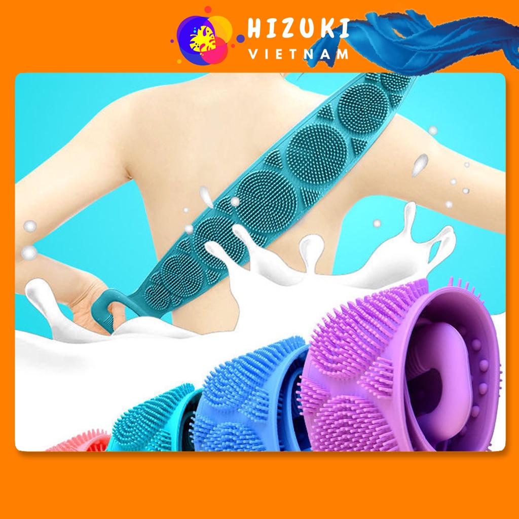 Dây Tắm Chà Lưng Silicon, Đai Tắm Có Gai Gel Silicon Mềm Mịn Massage Nhẹ Nhàng Làm Sạch Da