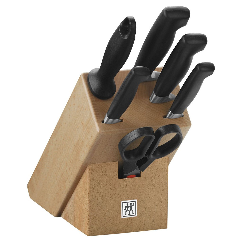 Ballarini Messerblock Brenta – 7-teiliges Set Aus Italien, Inkl. 5 Scharfer Messer & Praktischem Holzblock