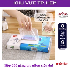 Hộp 200 găng tay chất liệu nilon dùng 1 lần - Siêu dai, tiện dụng