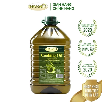 Dầu oliu nấu ăn HANOLI chai 5L chứa khoảng 75% dầu oliu siêu nguyên chất - Nhập khẩu nguyên chai Hy Lạp