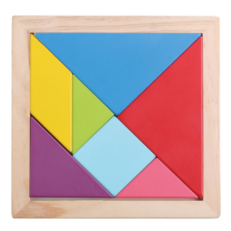 Đồ chơi xếp hình tangram loại dày dặn 1cm cho bé, đồ chơi gỗ an toàn