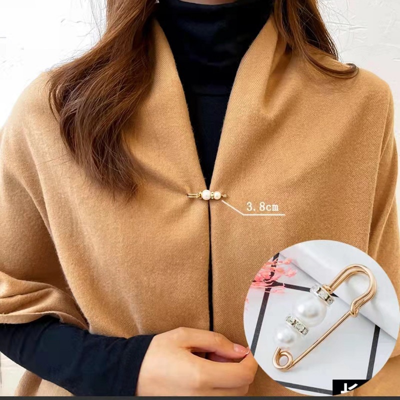 Cài quần Kẹp ngọc trai nhân tạo điều chỉnh cố định lưng quần áo phong cách thời trang Hàn Quốc