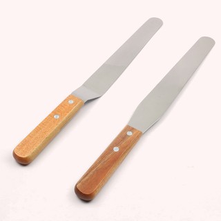 Dao Chà Láng Bánh Kem 25 Cm Thẳng, Gấp Khúc, Cán Gỗ, Lưỡi Inox
