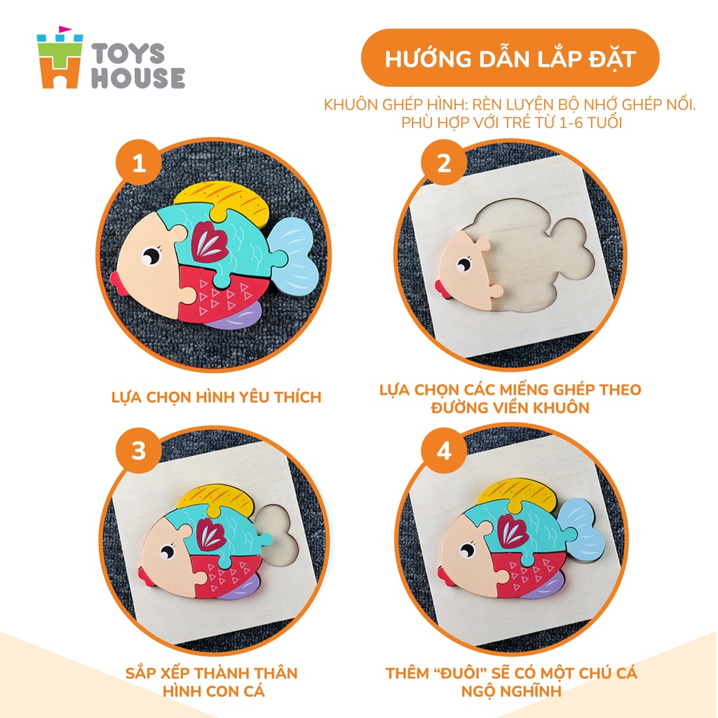 Ảnh Đồ chơi ghép hình gỗ 3D ToysHouse nhân vật hoạt hình ngộ nghĩnh, màu sắc đa dạng 4