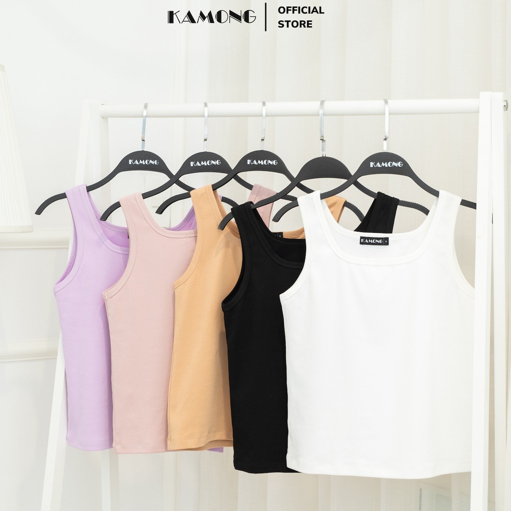 Ảnh Áo ba lỗ nữ sát nách KAMONG thun cotton 100% A134 2