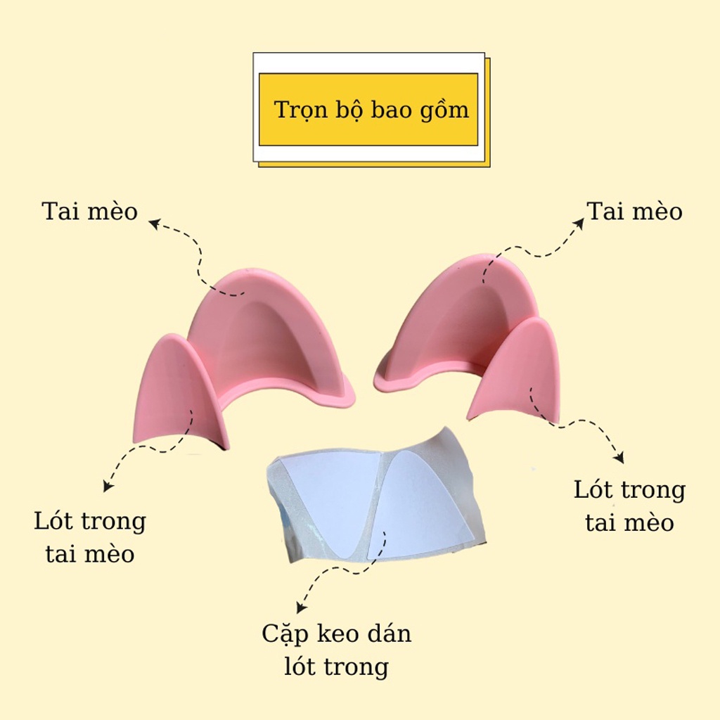 Ảnh Tai mèo gắn mũ bảo hiểm siêu xinh dễ thương, phiên bản mới phối 2 màu cute, độc lạ 3
