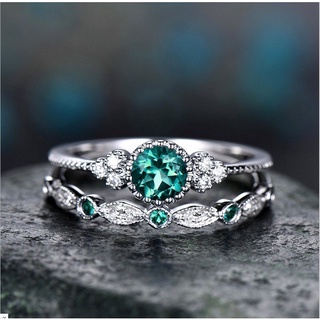 Nhẫn Bạc 925 Đính Đá Zircon Ngọc Lục Bảo Phong Cách Trung Hoa Dễ Thương Làm Quà Tặng Cho Bạn Gái / Nam / Nữ