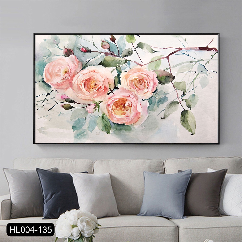 Tranh canvas treo tường cành hoa hồng nghệ thuật khổ ngang - 80 x ...