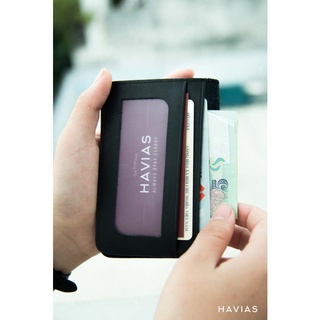 Ví Da HAVIAS Da Bò Nappa thật 100% dáng đứng gập đôi ví da nam nữ dáng đứng mini thời trang SATONI