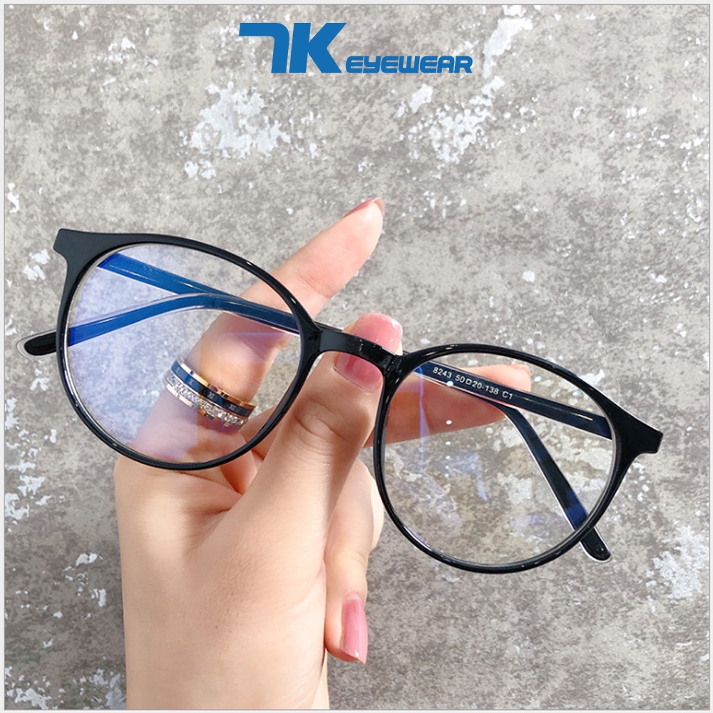 Mô tả Mắt kính cận tròn có sẵn độ 0 - 6 độ tròn nam nữ 7K8243 màu đen, xám, hồng. Tròng kính chống UB, ánh sáng xanh, đổi màu - 2