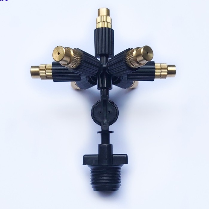 5 Béc Phun Sương 7 Hướng Đầu Đồng - Kèm Ren Nối Ống 21mm kèm Van Chống Rỉ- Béc Tưới Cây, Tưới Nhà Lưới