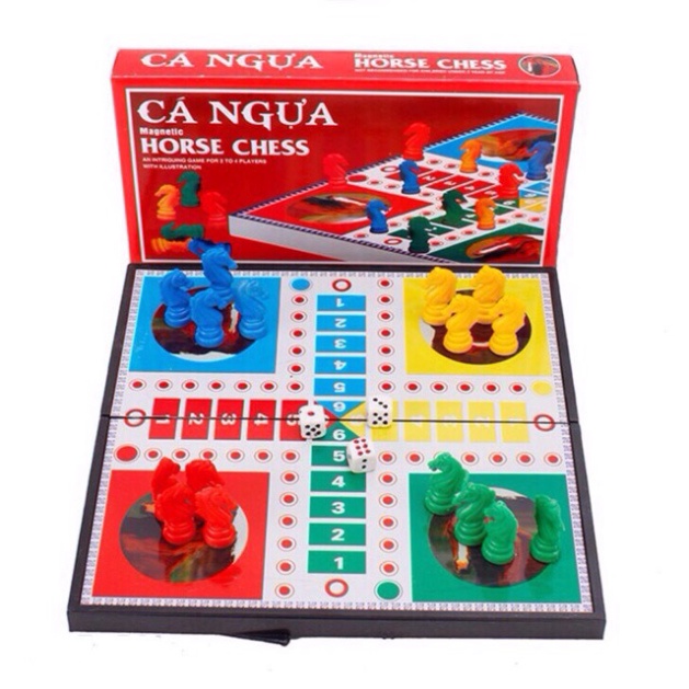 Bộ cờ cá ngựa nam châm cao cấp giải trí an toàn tại nhà, không xô khi chơi, cỡ đại, hàng loại 1