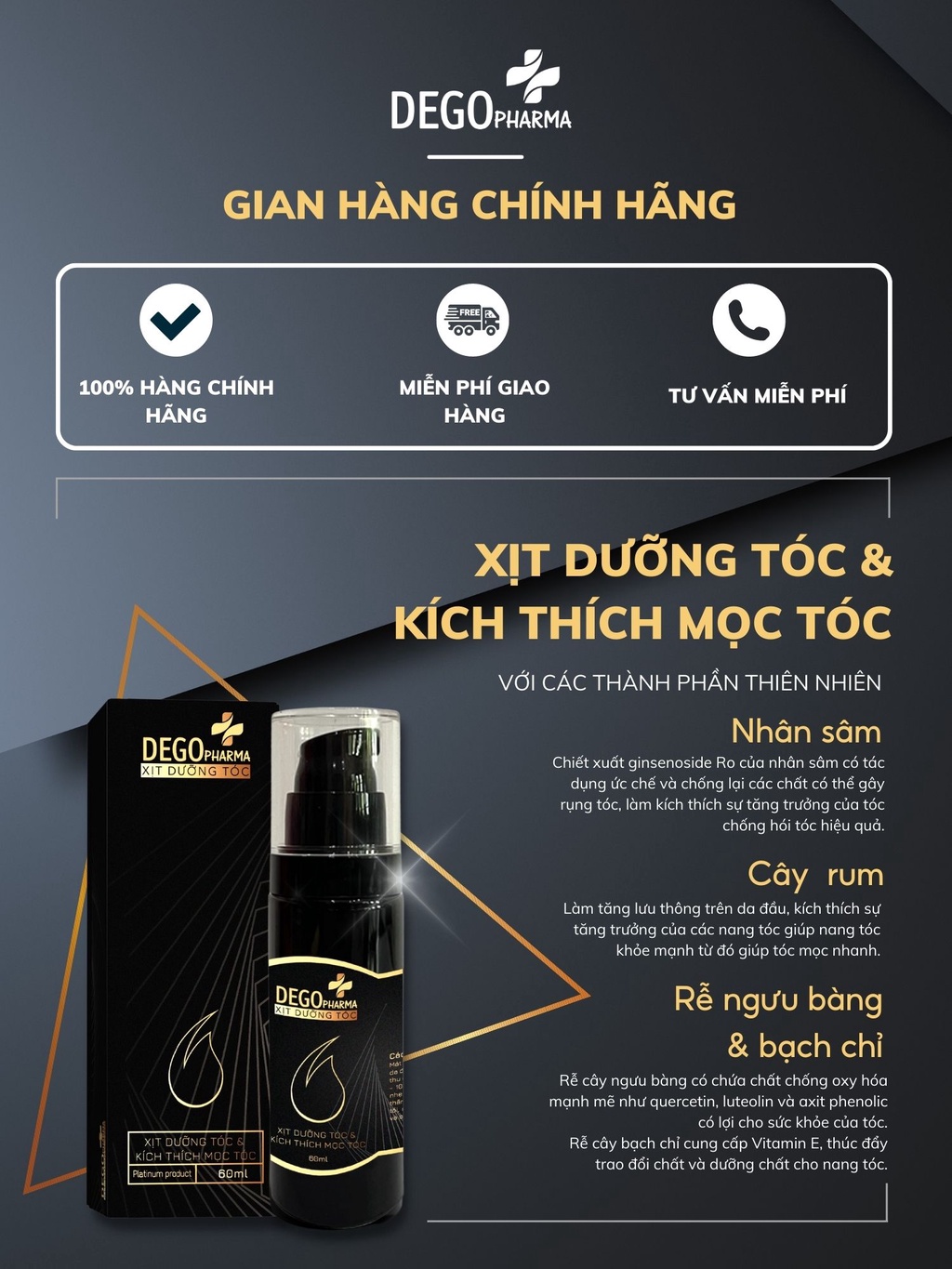 Mô tả Tinh chất mọc tóc Dego Pharma 60ml - phục hồi tóc hư tổn, giảm gãy rụng nhanh, giảm hói đầu, dưỡng tóc mềm mượt - 1