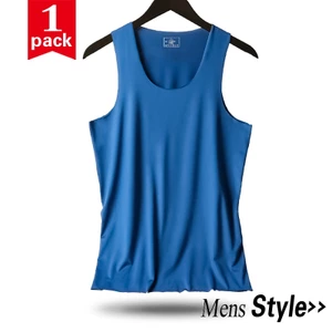 Áo ba lỗ thể thao vải lụa lạnh giấu đường may dáng ôm màu trơn thời trang mùa hè nam tính 091