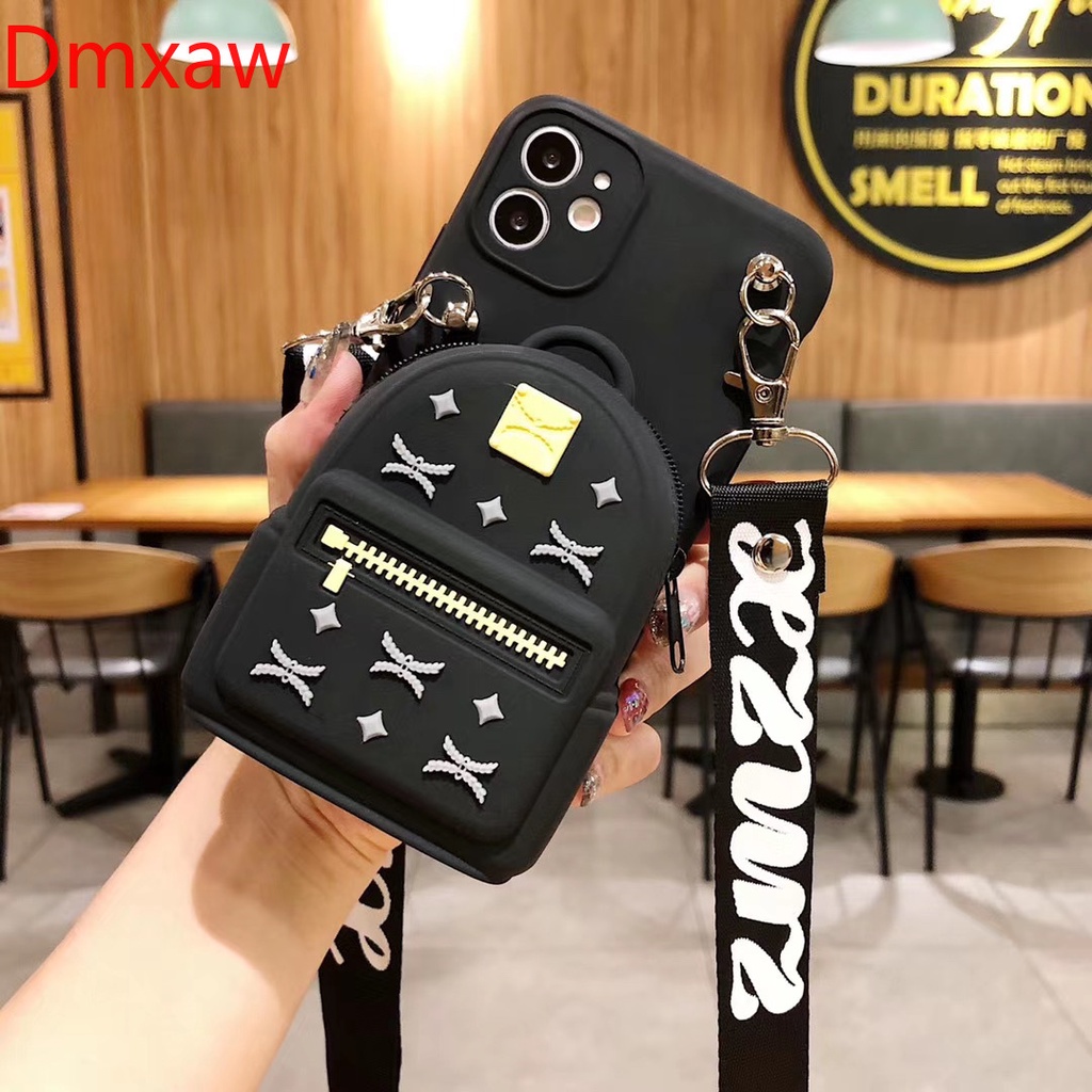 Ốp điện thoại mềm dạng ví sang trọng có dây đeo cho Samsung Galaxy A03S A02 A02S M02S M02 A22 A32 A82