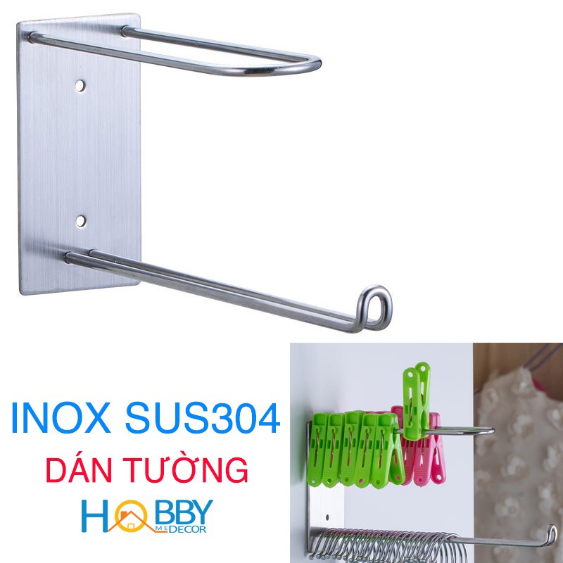 Giá treo móc kẹp phơi quần áo gắn tường inox 304 Hobby home decor GPM1