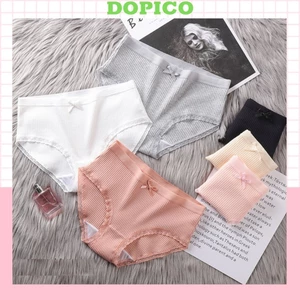 Quần lót nữ ren sexy đính nơ gợi cảm, Quần chíp nữ kháng khuẩn ôm dáng quyến rũ DOPICO B08
