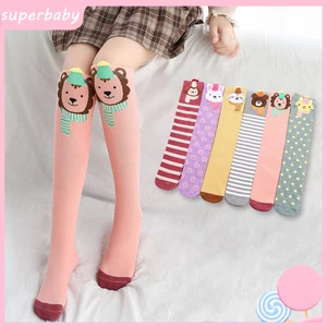 Vớ cotton dài tới gối in hình động vật dễ thương dành cho bé gái