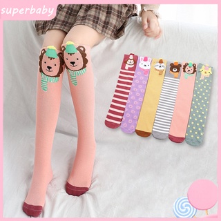 Vớ cotton dài tới gối in hình động vật dễ thương dành cho bé gái