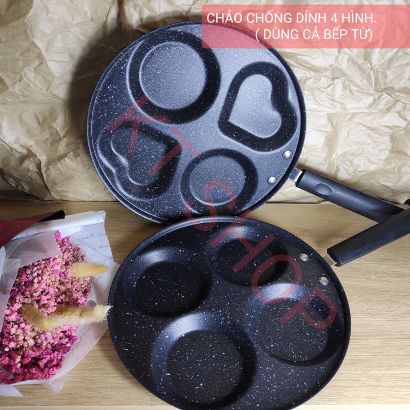 CHẢO RÁN (Chiên) TRỨNG 4 KHUÔN HÌNH ( XÀI ĐƯỢC BẾP TỪ) | Shopee Việt Nam