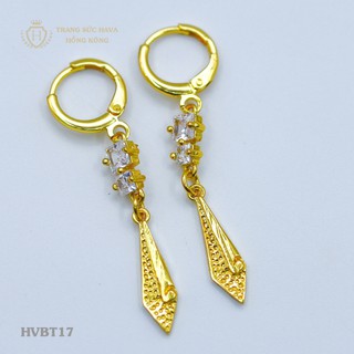 Bông Tai, Khuyên Tai Nữ Dáng Dài Đính Đá Trắng Xi Mạ Vàng 24k Cao Cấp - Trang Sức Hava - HVBT17