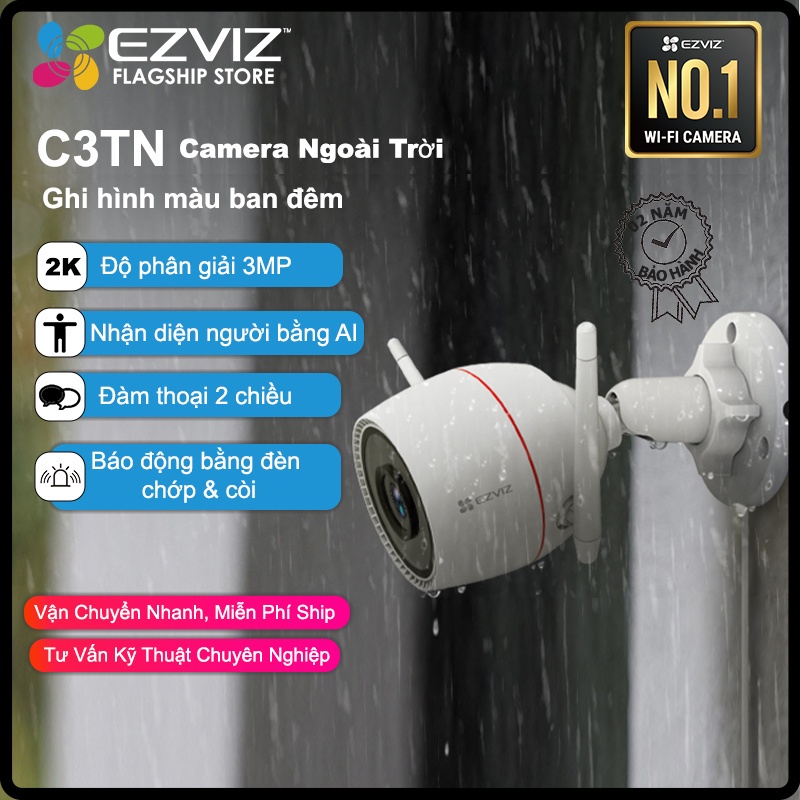 Ảnh Camera wifi 2k Full HD 3.0M Ezviz C3TN, Ban Đêm Có Màu - Còi Hú Báo Động, Ghi Âm 2