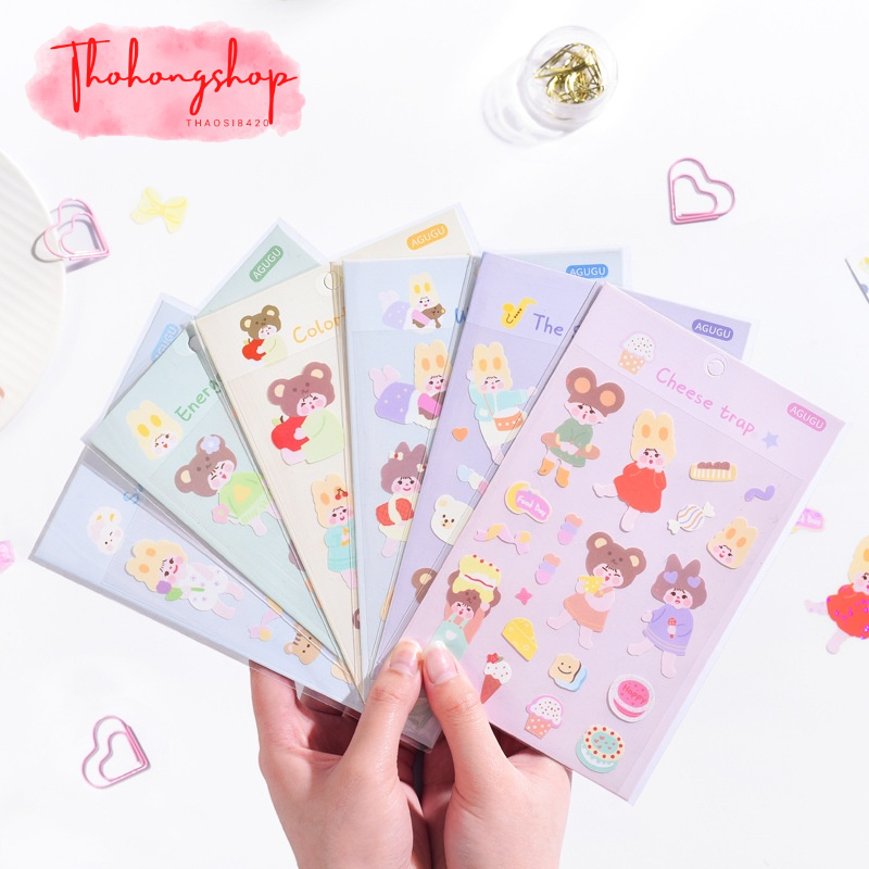 3 Bìa Sticker Dán Cao Cấp Cô Bé Óng Ánh