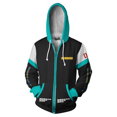 Hatsune Miku Dây Kéo Áo Khoác 3D In Áo Khoác unisex Áo Khoác Ngoài