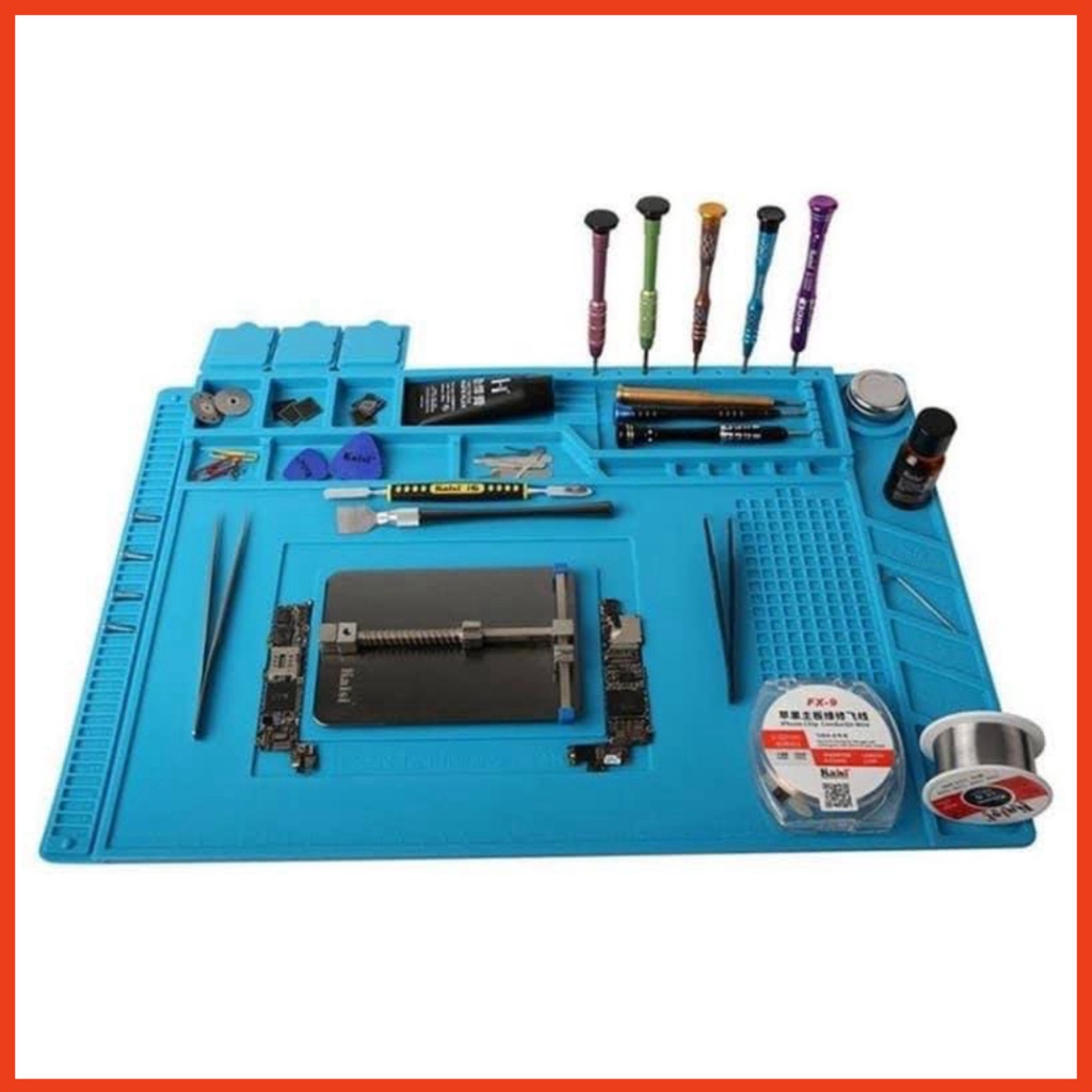 Thảm lót sửa chữa điện thoại chịu nhiệt DK-860 450x300x5mm, dùng kê máy, để ốc vít khi tháo lắp, hàn khò