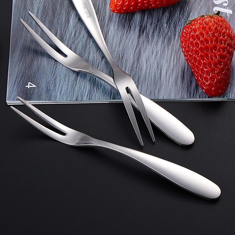 Bộ 6 nĩa ăn trái cây inox 304 dày dặn phong cách sang trọng cao cấp, nĩa ăn bánh, món tráng miệng