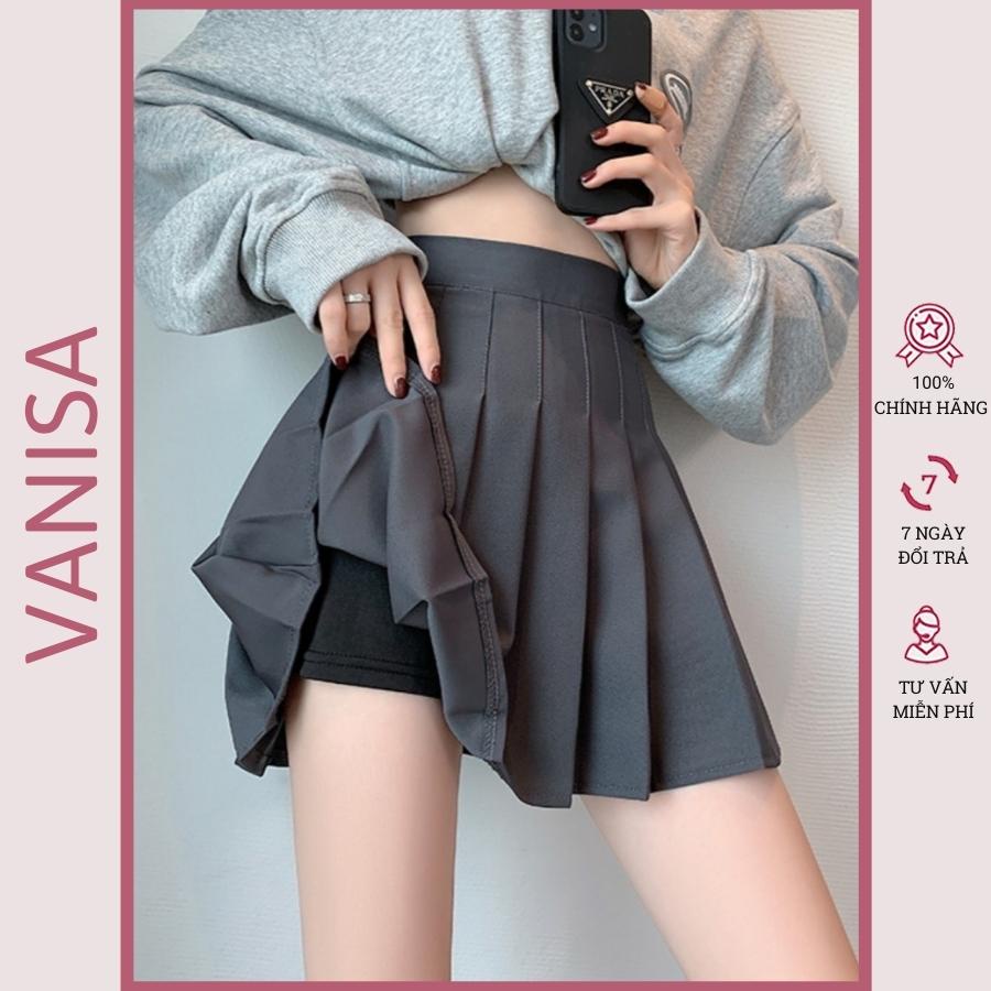 Chân váy xếp ly tennis xòe ngắn xám đen trắng tenis có quần trong bigsize VANISA CV019
