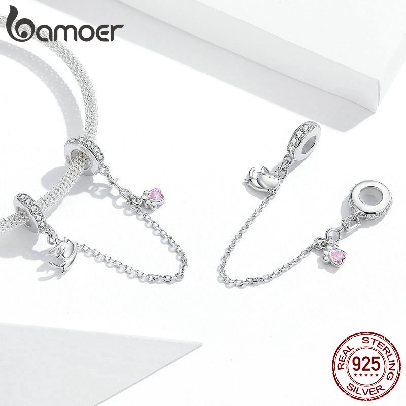 Hạt Xỏ Bamoer Bằng Kim Loại Hình Mèo Dễ Thương Dùng Làm Trang Sức