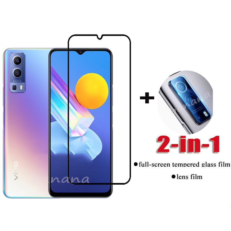 Kính cường lực 2IN1 Vivo Y72 5G Kính cường lực phủ sóng toàn diện cho Vivo Y31 Y30 Y50 V20 2021 V20 SE Pro Y20 Y20i Y20S Bảo vệ màn hình và bảo vệ ống kính máy ảnh