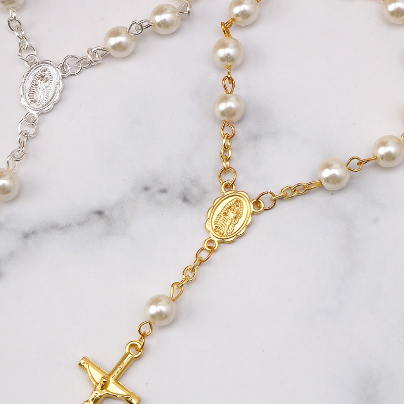 Vic Lễ Rửa Tội Mini Mân Côi Màu Ngà Ngọc Trai Giả Cho Vòng Tay Chữ Thập Tuyệt Vời Cho Christening Bé Tắm Tiệc Cưới Holid