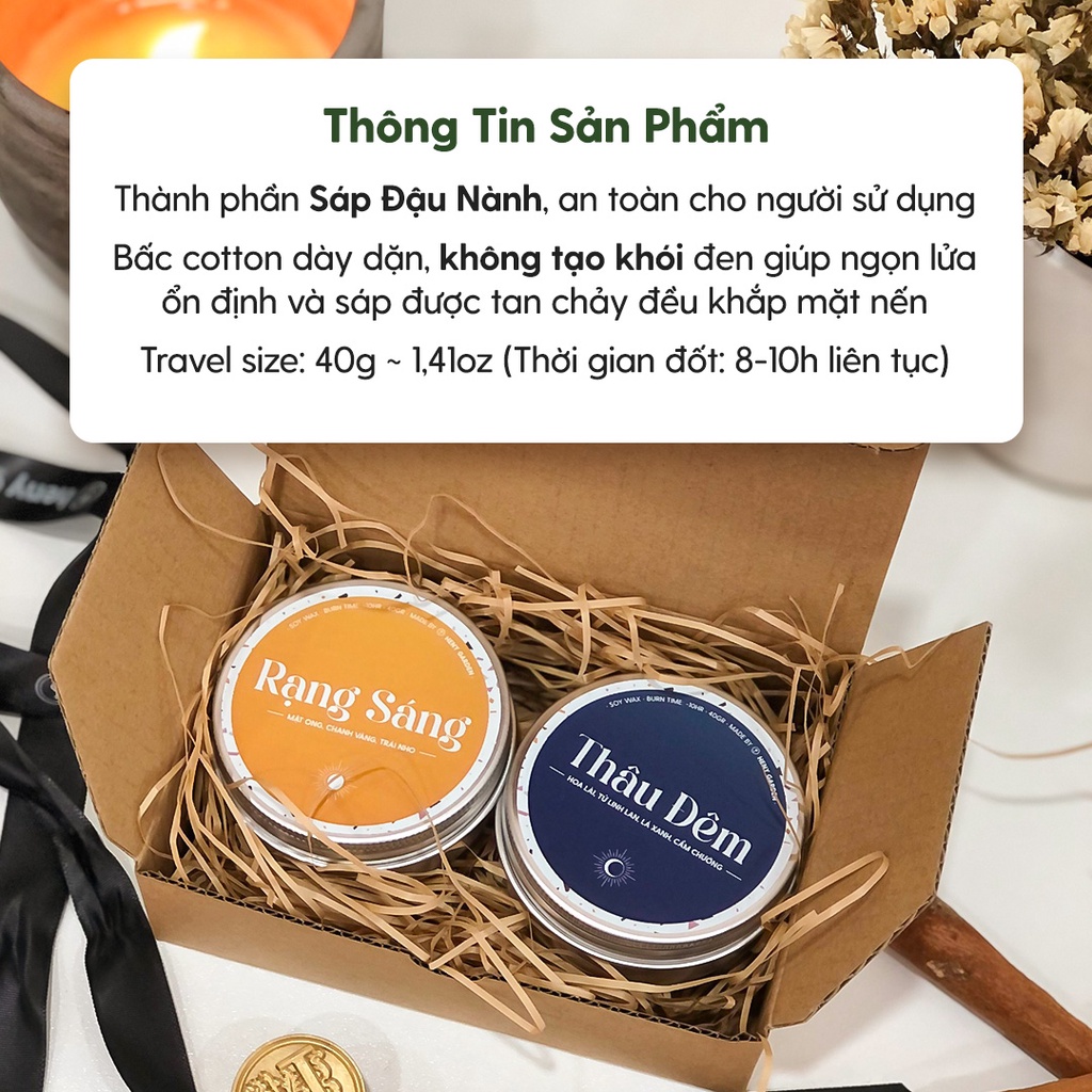Ảnh Set Quà Nến Thơm Dễ Thương Ngày & Đêm HENY GARDEN Kèm Hộp Đựng 3