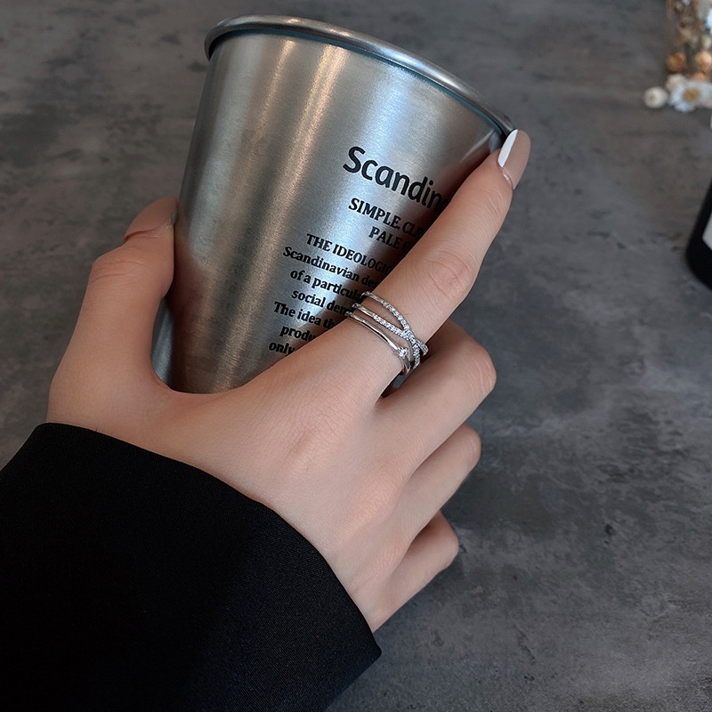 Shuling Có Thể Điều Chỉnh Nhẫn Zircon Siêu Dễ Thương Nhẫn Chữ Thập Nữ Thiết Kế Mới Cảm Giác Cao Mở Chỉ Số Nhẫn
