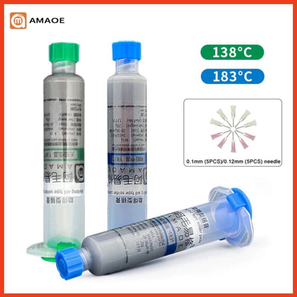 Kem thiếc hàn AMAOE M15 138°c 20g dùng làm chân IC, CPU BGA, hàn socket, câu dây, hàn cáp điện thoại