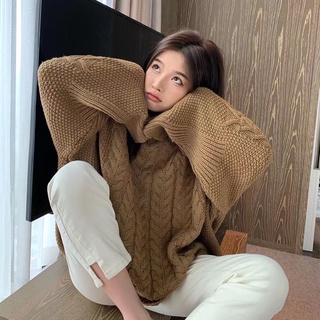 Áo Len Nữ Màu Trắng Nâu Cổ Tròn Dài Tay Đan Xoắn Tim Nổi Basic Phong Cách  Hàn Quốc Loại 1 | Shopee Việt Nam