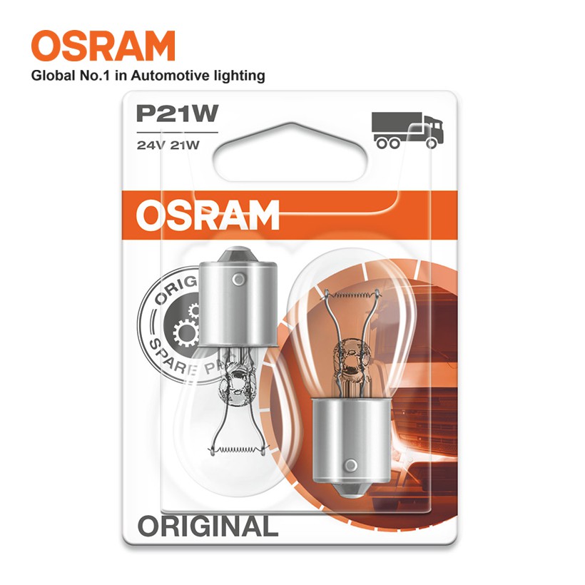 Combo 2 Bóng Đèn Sau 1 Tim OSRAM Original P21W 24V 21W (Chân Thẳng)
