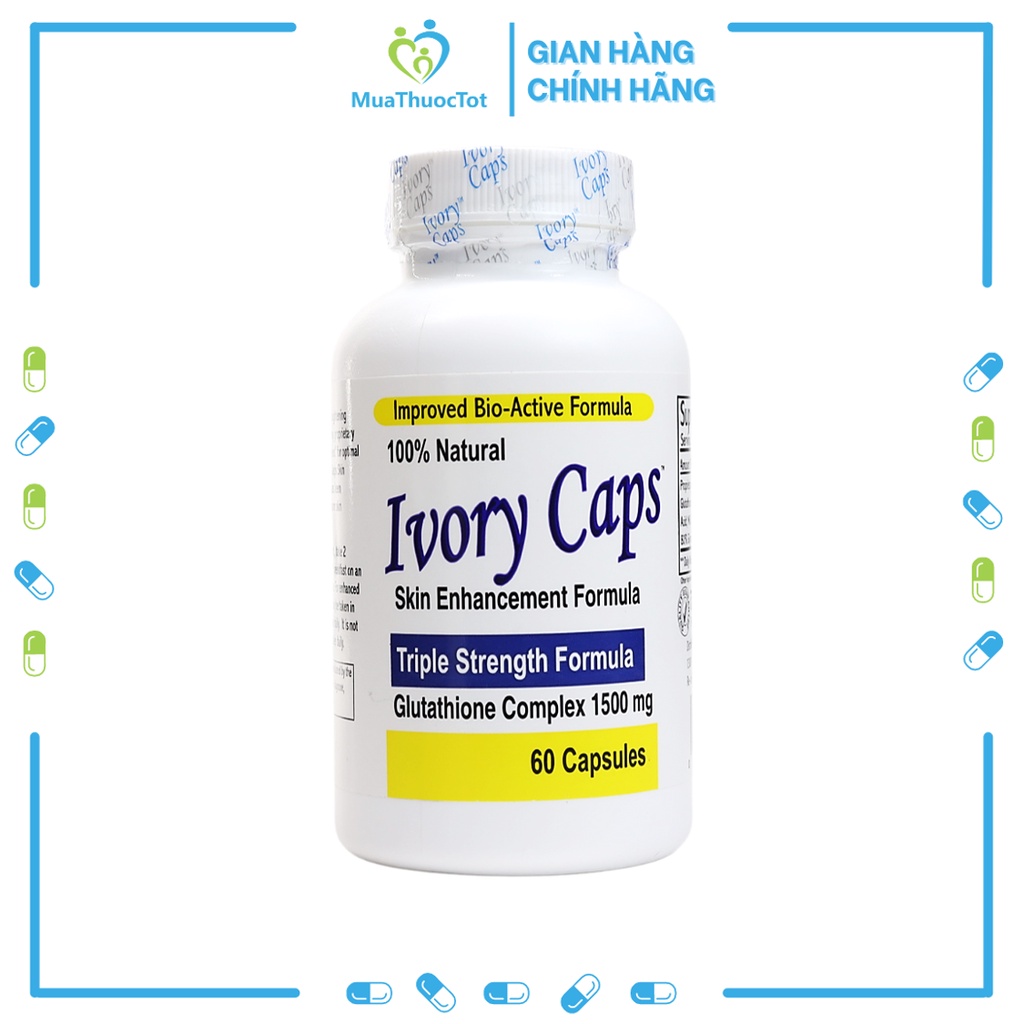 Ivory Caps Pills Viên uống làm trắng da tự nhiên với Glutathione 1500mg 60 Viên