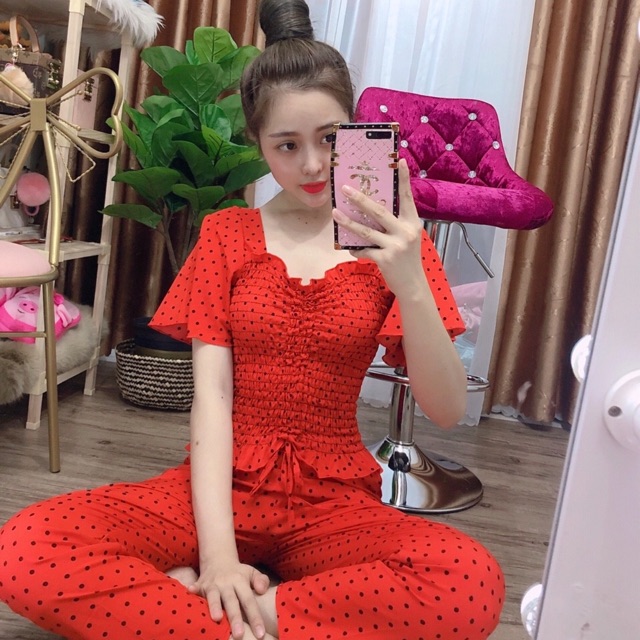 SET LỤA CHẤM BI , RÚT DÂY ! Siêu xinh ! | Shopee Việt Nam
